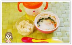 離乳食110日1回目スープパン粥