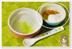 離乳食48日2回目りんごとじゃがいものヨーグルトかけ