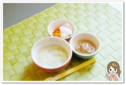離乳食54日1回目そら豆のお粥