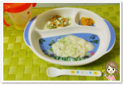 離乳食66日2回目ブロッコリーミルクパン粥