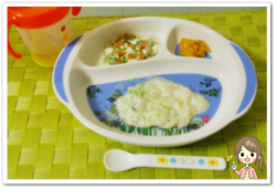 離乳食66日2回目ブロッコリーミルクパン粥