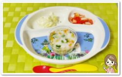 離乳食98日2回目納豆入り野菜スープ粥