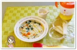 離乳食115日1回目ホワイトソースのスープパスタ