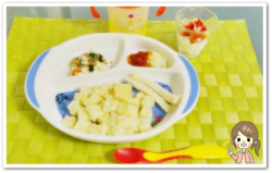 離乳食140日1回目コーンパン粥