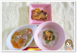 離乳食152日2回目納豆ときゅうりのお粥