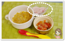 離乳食153日1回目いちごのフルーチェ風