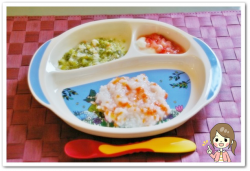 離乳食76日1回目にんじん粥