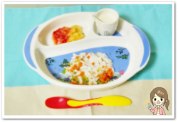 離乳食79日2回目にんじんと春キャベツのお粥