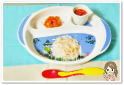 離乳食81日2回目トマトとささみのお粥