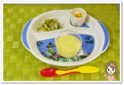 離乳食86日2回目かぼちゃ豆乳粥